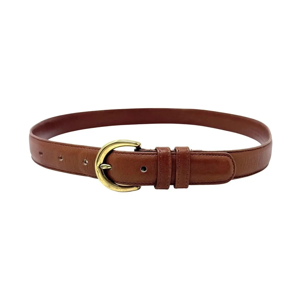 Vintage Coach Brown Leather Belt Brass Buckle Women's‎ M Archival 90s Minimalist